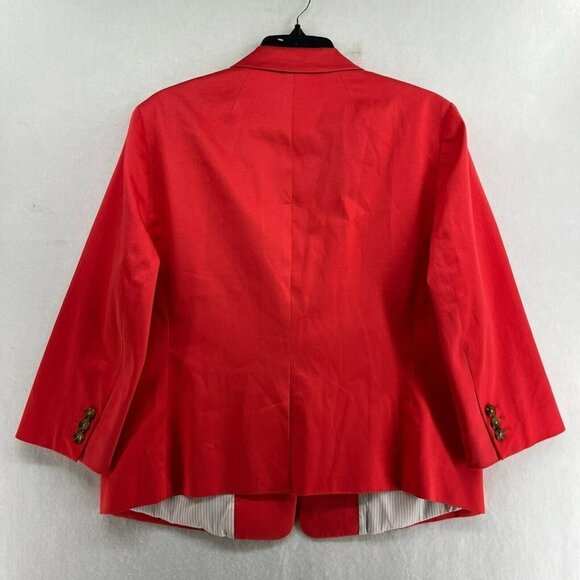 Lands' End Blazer Women's Sz 14 Red One-Button Single-Breasted Striped Lining - Picture 2 of 12